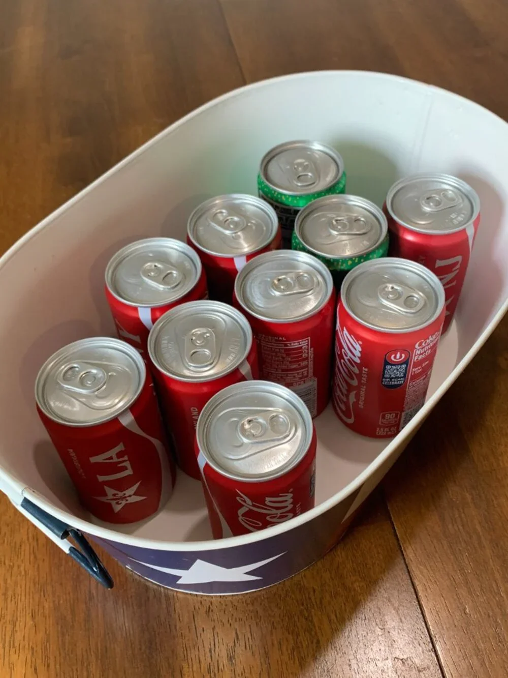 Texas Lone Star Flag Oval Metal Bucket Tub Bin Handles Drink Caddy Decor 14x8x5.